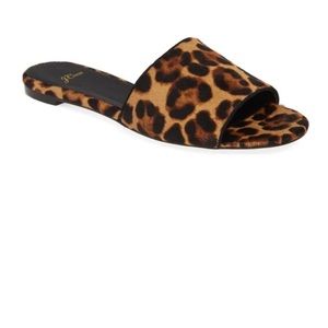 J.Crew Cora Leopard Print Calf Hair Slide Sandal
